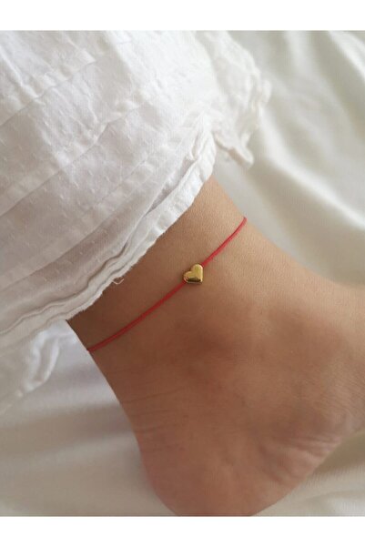 MANO TREND Kırmızı Ipli Kalpli Halhal