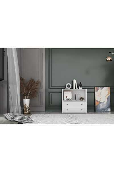 Nettrends Çekmeceli Rafli Kitaplik 65 Cm Beyaz Ktp-1158-ç
