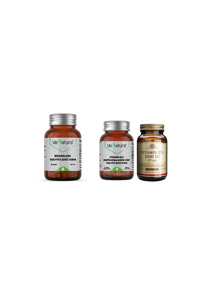 VeNatura Bromelain 60 Capsules+ Vitamin D3 100 Capsules + Vitamin B12 30 Odt