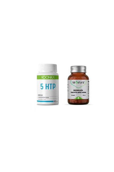 VeNatura Bromelain 500 mg 60 Capsules + 5htp Complex 62 Capsules For Adults