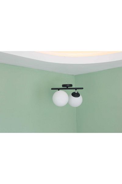 Uçar Black and White Glop Glass 2-Piece Chandelier on the Ceiling