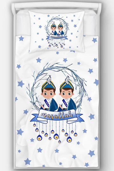 morkeci Sünnet Yatak Örtüsü Iki Kardeş Çift Kişilik