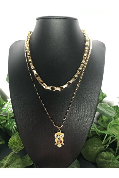 CHIC Baykuş Figürlü 2'li Zincir Kolye Gold