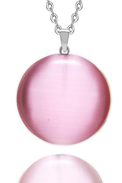 Tesbih Atölyesi Certified Round Natural Pink Agate Stone Necklace