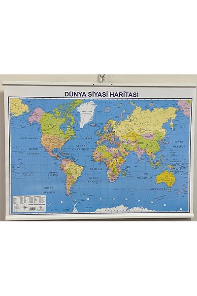 AND World Political Map with Flag 100x140 cm Plastic Slats