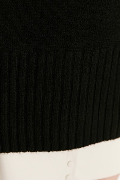 Trendyol Collection Pulover negru cu textura moale, tricotaj de bază, TWOAW23KZ00490