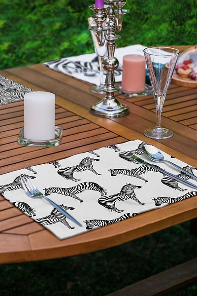 Realhomes 4-Piece Black and White Zebra Themed Digital Printed Modern Presentation Stand - Presentation Stand - American Service Set