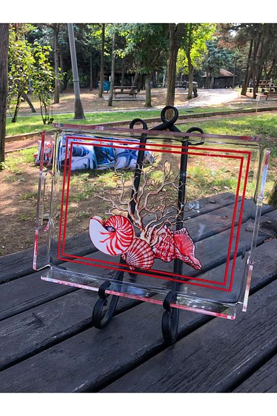 Queen Bee İstanbul Seashells and Coral Themed Plexiglass Tray