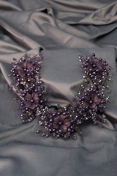 Hobigram Hair Accessory Purple Simay Flower Motif Bridal Tiara and Hair Turban Accessory – Other Hair Accessories –