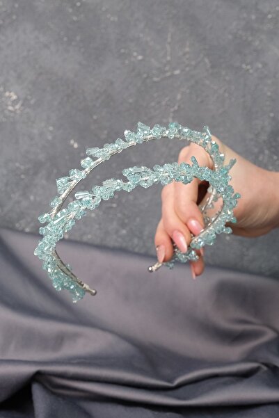 Hobigram Hair Accessory Water Green Talya Double Row Beaded Bridal Henna Tiara – Other Hair Accessories – Other