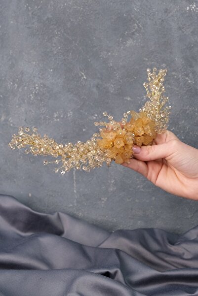 Hobigram Hair Accessory Honey Color Shimal Beaded Bridal Crown and Hair Turban Accessory – Other Hair Accessories