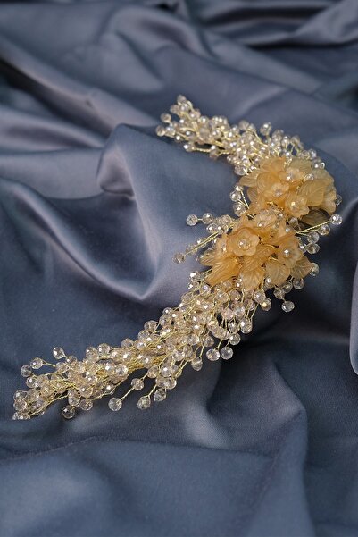 Hobigram Hair Accessory Honey Color Shimal Beaded Bridal Crown and Hair Turban Accessory – Other Hair Accessories