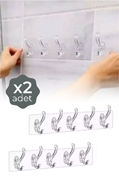 Carat Home 2 Adet Şeffaf Güçlü Kendinden Yapışkanlı Kapı Duvar Askısı