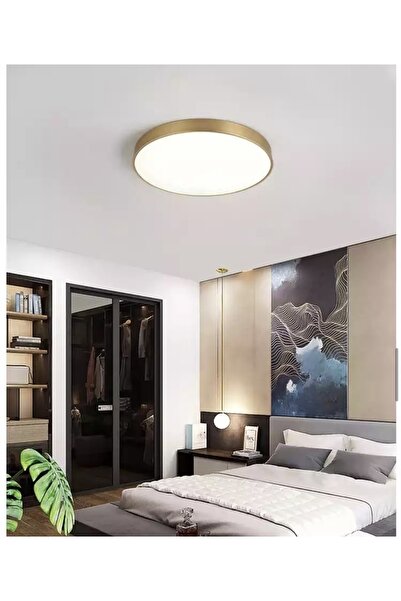 burenze Mat Gold Sarı Led Panel Avize Tavana Sıfır 6500k Buz Beyazı Işık