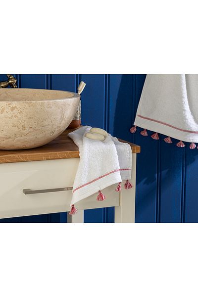 English Home Πετσέτα χεριών 30x40 εκ. Λευκή Μίλα Μπρούτζινη Φούντα