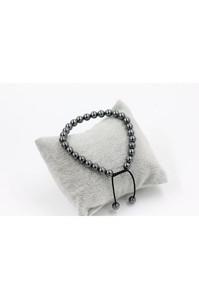 MYTAKIAĞACIMFH Hematite Stone 6mm Natural Stone Bracelet Adjustable with String