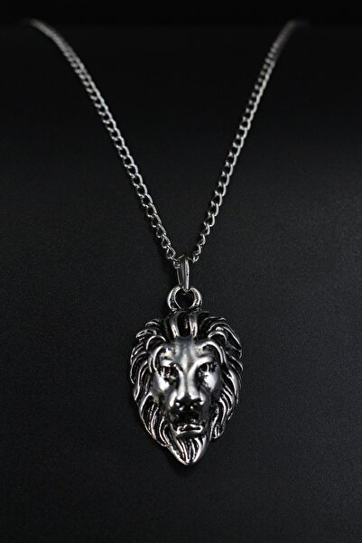 Dukkanka Aslan Gümüş Renk Kolye