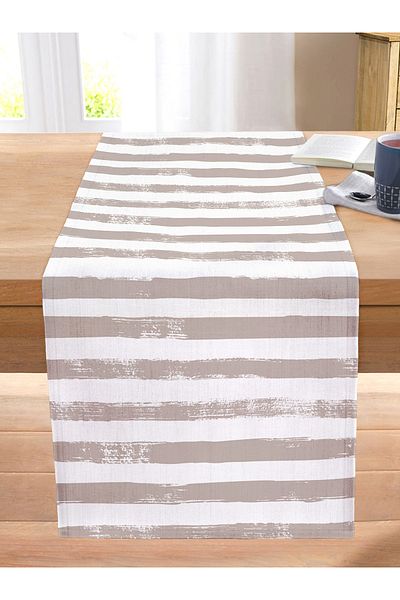 Realhomes Black Striped Motif Decorative Modern Stitched Raschel Knitted Runner