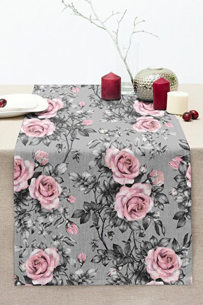 Realhomes Alergăr tricotat Raschel, cusut, cusut, cu motiv de flori, cu tema afumată