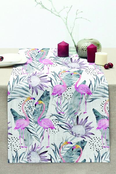 Realhomes Ψηφιακό εμπριμέ ραμμένο Raschel Knitted Runner με μοτίβο Flamingo