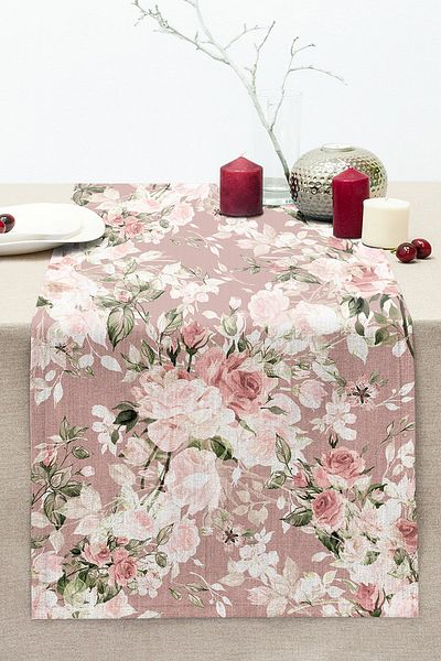 Realhomes Digital Printed Modern Stitched Raschel Knitted Runner with White Flower Patterns on Colorful Background