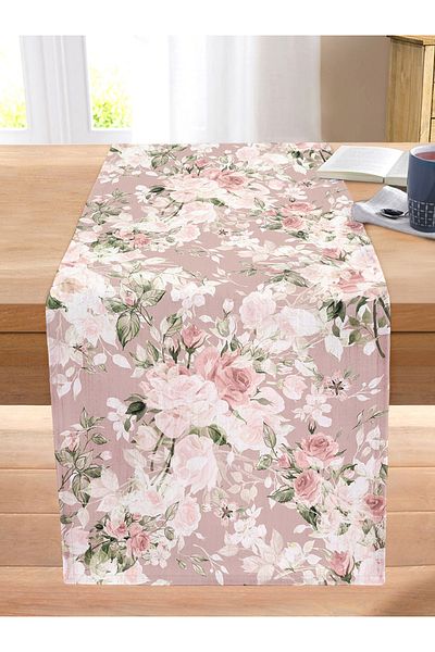 Realhomes Digital Printed Modern Stitched Raschel Knitted Runner with White Flower Patterns on Colorful Background