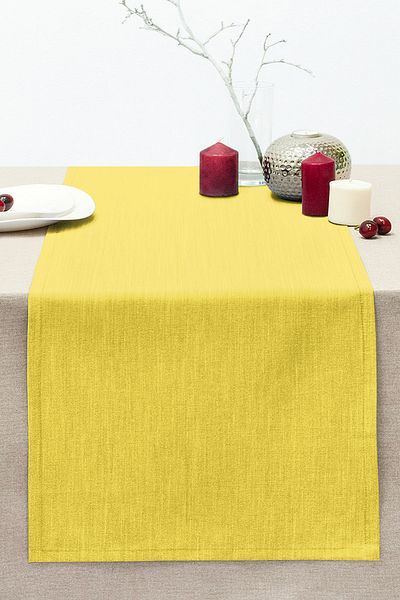 Realhomes Yellow Colored Digital Printed Stitched Raschel Knitted Runner