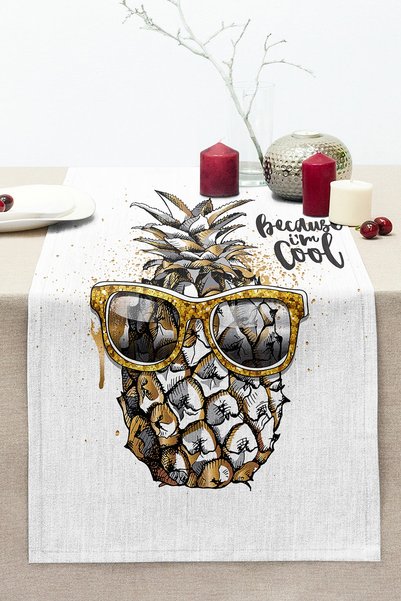 Realhomes 3D ananas, posebno dizajniran, prošiveni rašel pleteni trkač na bel...