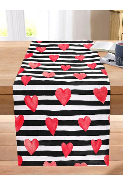 Realhomes Valentine's Day Themed Special Design Digital Printed Modern Stitched Raschel Knitted Runner