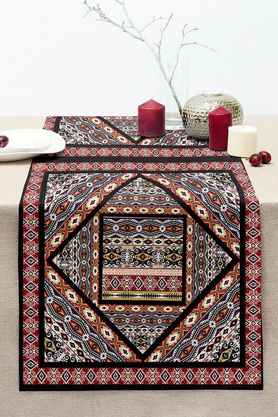 Realhomes Ethnic Patterned Special Design Digital Printed Modern Stitched Raschel Knitted Runner