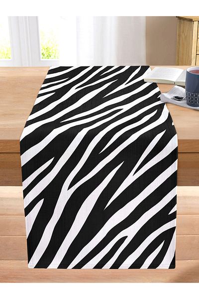 Realhomes Zebra Skin Patterned Digital Printed Modern Stitched Raschel Knitted Runner