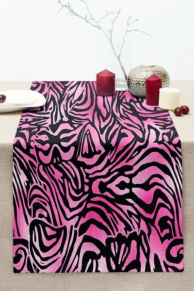 Realhomes Pink Tiger Pattern Special Design Digital Printed Modern Stitched Raschel Knitted Runner