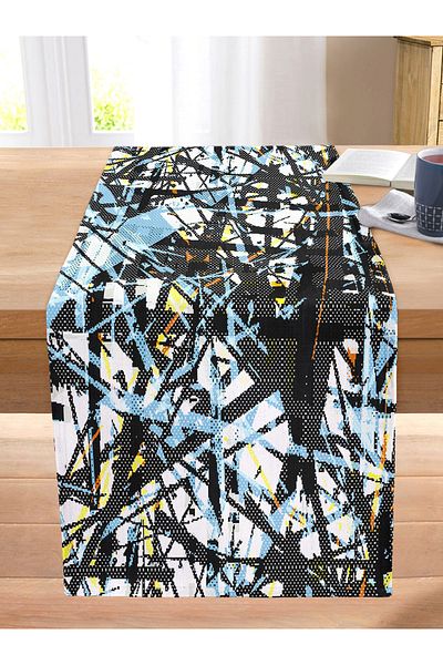 Realhomes Colorful Mosaic Patterned Special Design Digital Printed Modern Stitched Raschel Knitted Runner