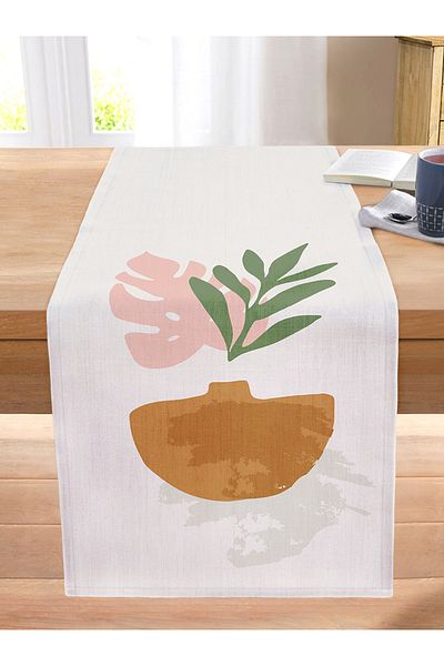 Realhomes Digital Printed Modern Stitched Raschel Knitted Runner with Onedraw Drawing on Pastel Coloured Background