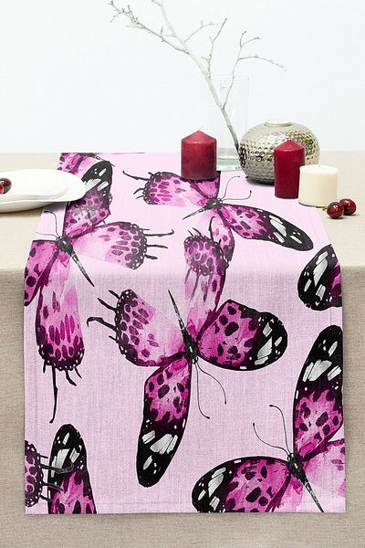 Realhomes Purple Butterfly Motif Digital Printed Modern Stitched Raschel Knitted Runner