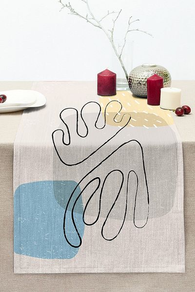 Realhomes Digital Printed Modern Stitched Raschel Knitted Runner with Onedraw Draw on Colorful Background