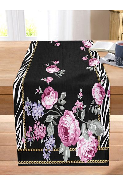 Realhomes Flower Motif Special Design Digital Printed Modern Stitched Raschel Knitted Runner