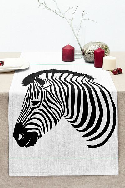 Realhomes Zebra Figured Digital Printed Modern Stitched Raschel Knitted Runner
