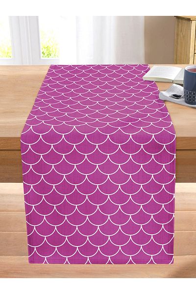 Realhomes Purple Geometric Sequin Patterned Digital Printed Decorative Stitched Raschel Knitted Runner