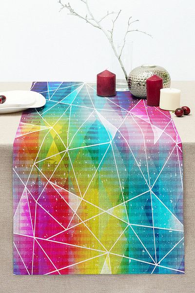 Realhomes Digital Printed Modern Stitched Raschel Knitted Runner with Colorful Mosaic Motif