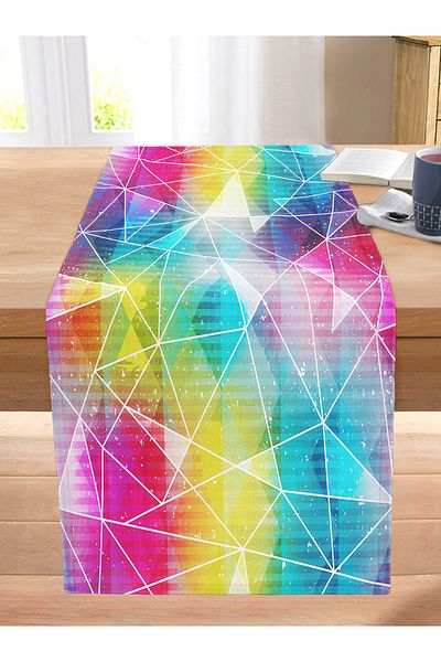 Realhomes Digital Printed Modern Stitched Raschel Knitted Runner with Colorful Mosaic Motif
