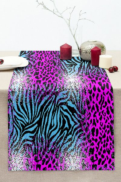 Realhomes Colorful Leopard Patterned Digital Printed Modern Stitched Raschel Knitted Runner