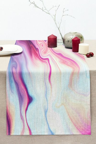 Realhomes Digital Printed Modern Stitched Raschel Knitted Runner with Ebru Motif