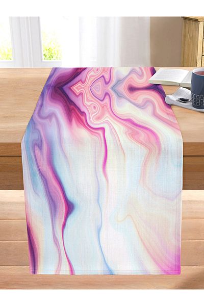 Realhomes Digital Printed Modern Stitched Raschel Knitted Runner with Ebru Motif