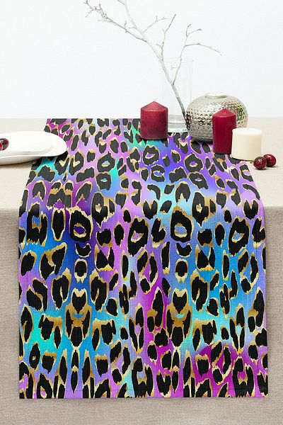 Realhomes Colorful Leopard Pattern Special Design Digital Printed Modern Stitched Raschel Knitted Runner