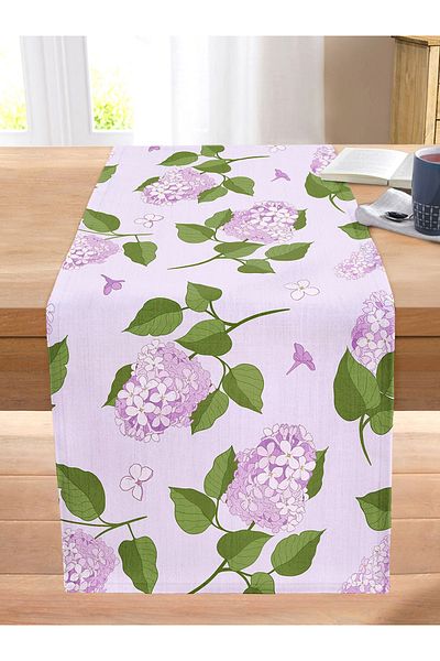 Realhomes Digital Printed Modern Stitched Raschel Knitted Runner with Green Leaves and Flowers on Colorful Background