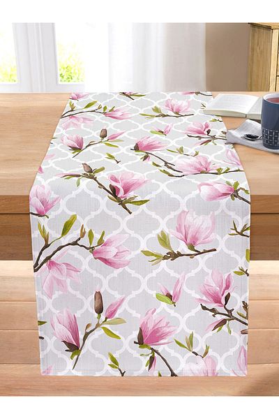 Realhomes Geometric Background Floral Themed Modern Stitched Raschel Knitted Runner