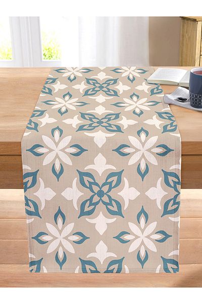 Realhomes Special Design Digital Printed Decorative Stitched Raschel Knitted Runner with Mink Background
