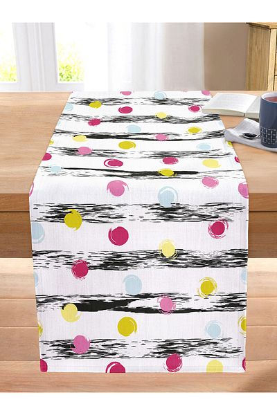 Realhomes Horizontal Themed Rainbow Polka Dot Modern Stitched Raschel Knitted Runner