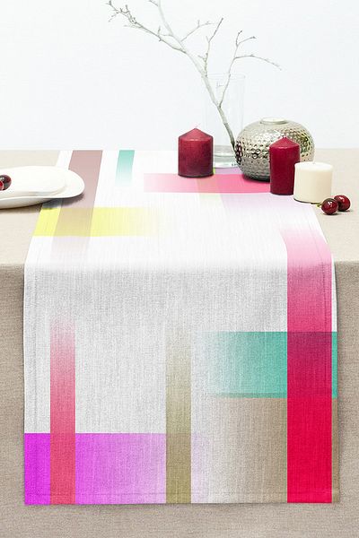 Realhomes Colorful Geometric Patterned Special Design Digital Printed Modern Stitched Raschel Knitted Runner